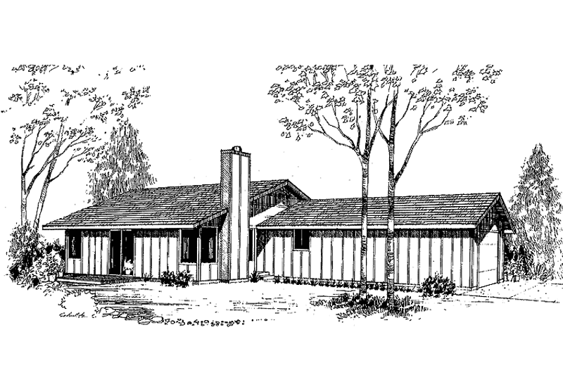 Dream House Plan - Exterior - Front Elevation 3 for Ranch House Plan #60-906 - 3 bed, 2 bath