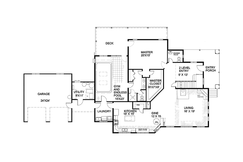 Architectural House Design - Floor Plan - Main Floor for Craftsman House Plan #939-9 - 3 bed, 2.5 bath