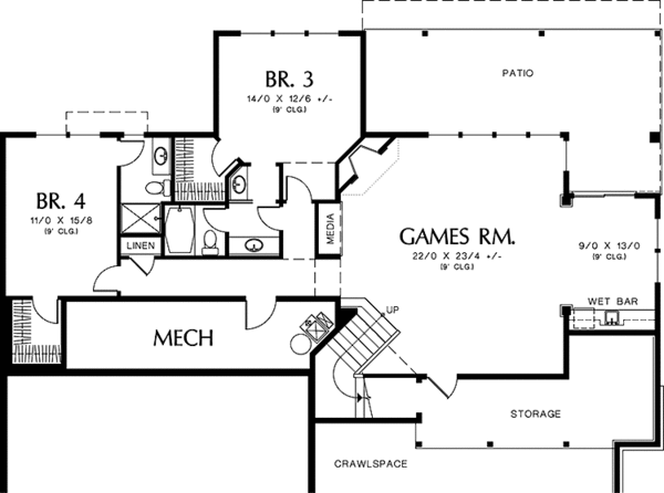 House Plan Design - Mediterranean Floor Plan - Lower Floor Plan #48-887