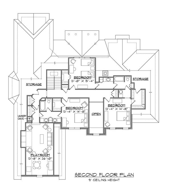 House Plan Design - Classical Floor Plan - Upper Floor Plan #1054-64
