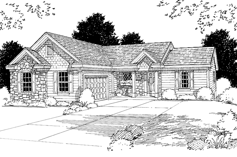 Bungalow Style House Plan - 3 Beds 2 Baths 1315 Sq/Ft Plan #46-662