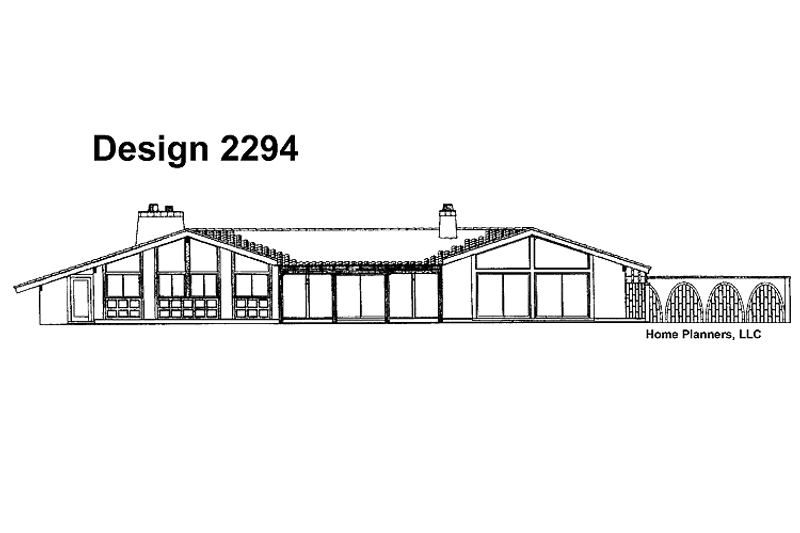 Home Plan - Exterior - Rear Elevation for Mediterranean House Plan #72-614 - 4 bed, 2 bath
