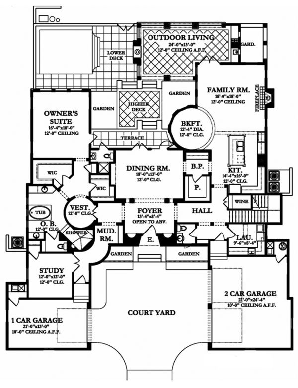 Dream House Plan - Mediterranean Floor Plan - Main Floor Plan #1058-153