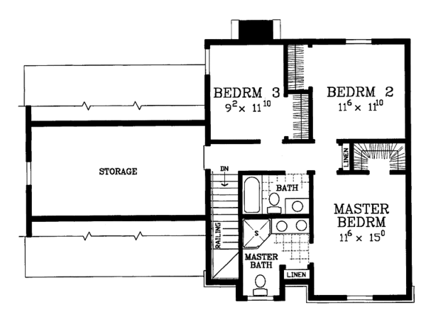 Architectural House Design - Colonial Floor Plan - Upper Floor Plan #72-1106