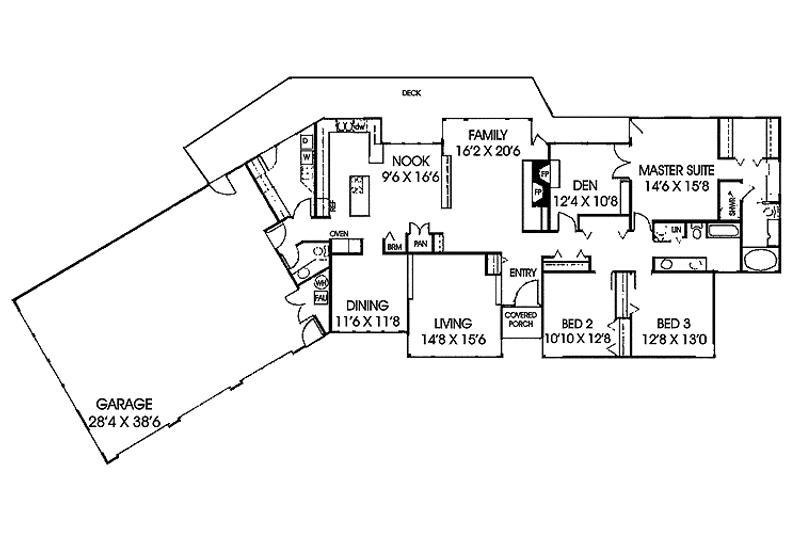 Home Plan - Floor Plan - Main Floor for Contemporary House Plan #60-750 - 3 bed, 2.5 bath