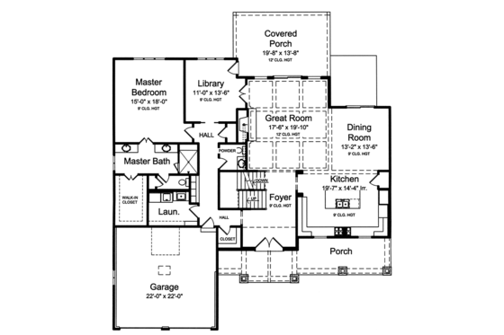 Floor Plan - Main Floor for Craftsman House Plan #46-859 - 4 bed, 3.5 bath