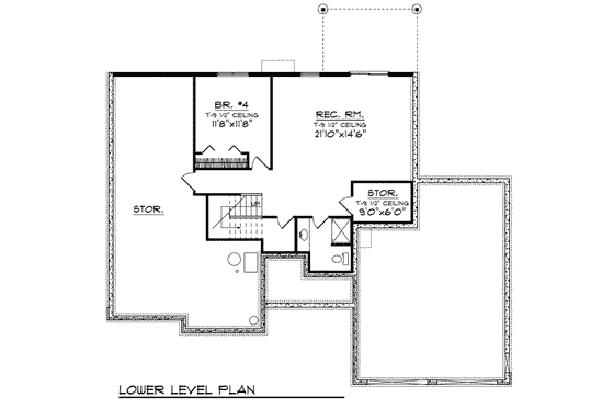Floor Plan - Lower Floor for European House Plan #70-778 - 4 bed, 3 bath