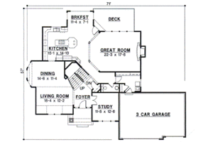 Floor Plan - Main Floor for European House Plan #67-596 - 4 bed, 3.5 bath