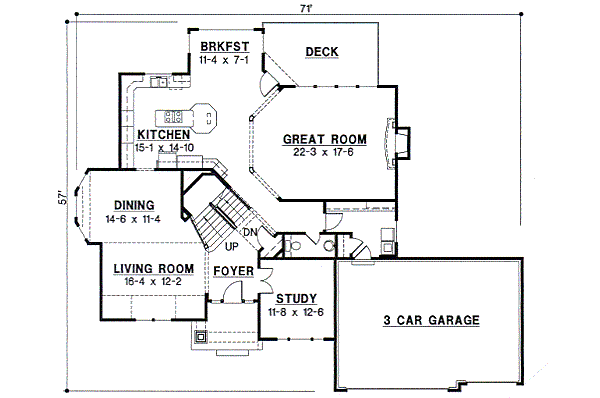 European Floor Plan - Main Floor Plan #67-596