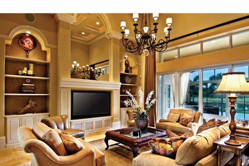 House Design - Interior - Family Room 1 for Mediterranean House Plan #930-440 - 5 bed, 5.5 bath