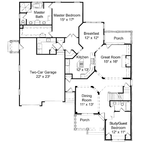 Dream House Plan - Country Floor Plan - Main Floor Plan #429-291