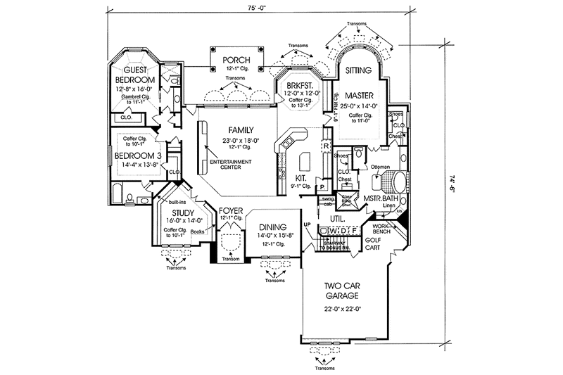 House Blueprint - Floor Plan - Main Floor for Country House Plan #974-46 - 3 bed, 3 bath