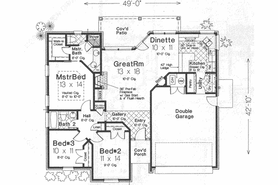 Floor Plan - Main Floor for European House Plan #310-283 - 3 bed, 2 bath