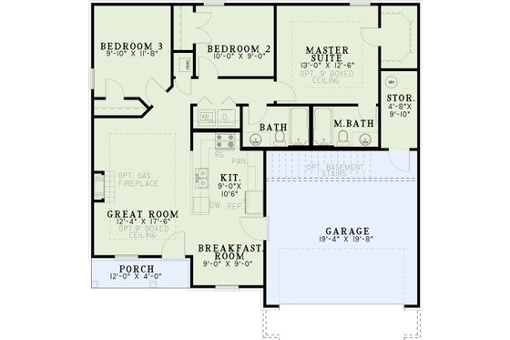 Floor Plan - Main Floor for Traditional House Plan #17-582 - 3 bed, 2 bath