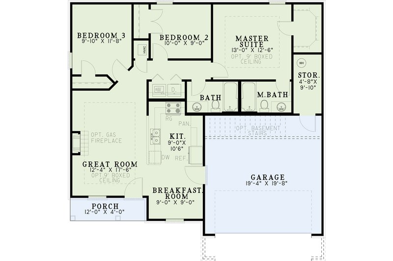 House Blueprint - Floor Plan - Main Floor for Traditional House Plan #17-582 - 3 bed, 2 bath