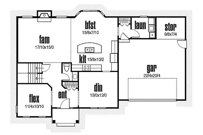 House Plan Design - Floor Plan - Main Floor for Traditional House Plan #435-21 - 4 bed, 2.5 bath