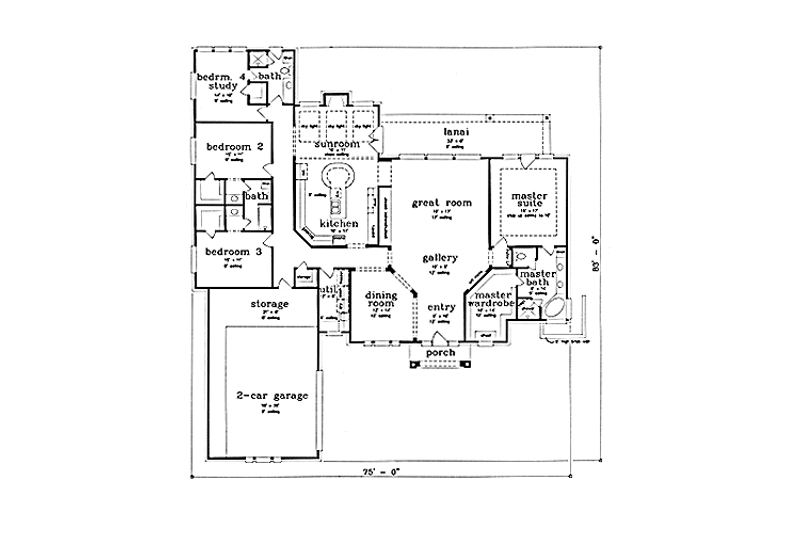 Dream House Plan - Floor Plan - Main Floor for Mediterranean House Plan #973-4 - 3 bed, 3 bath