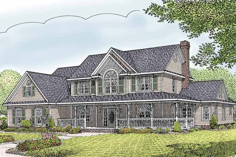 Architectural House Design - Country Exterior - Front Elevation Plan #11-274