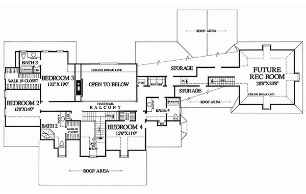 House Blueprint - Upper Level Floor Plan - 4500 square foot Country home
