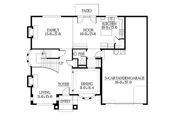 Floor Plan - Main Floor for Country House Plan #132-308 - 3 bed, 2.5 bath