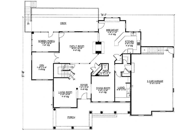 House Blueprint - Floor Plan - Main Floor for Country House Plan #978-12 - 4 bed, 3.5 bath