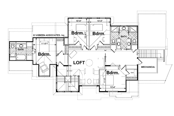 Floor Plan - Upper Floor for Traditional House Plan #928-72 - 5 bed, 4.5 bath
