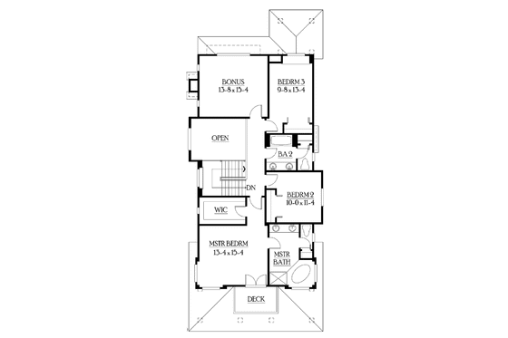 Floor Plan - Upper Floor for Craftsman House Plan #132-235 - 3 bed, 2.5 bath