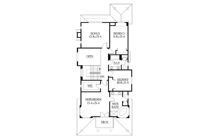 Dream House Plan - Floor Plan - Upper Floor for Craftsman House Plan #132-235 - 3 bed, 2.5 bath