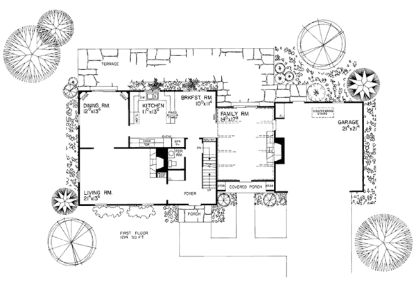 House Plan Design - Adobe / Southwestern Floor Plan - Main Floor Plan #72-603