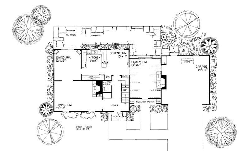 Home Plan - Floor Plan - Main Floor for Adobe / Southwestern House Plan #72-603 - 4 bed, 2.5 bath