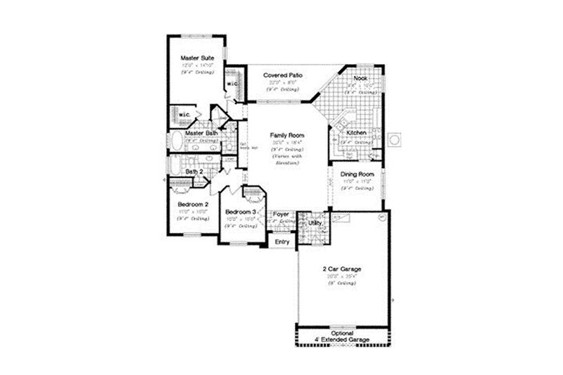 Architectural House Design - Floor Plan - Main Floor for Mediterranean House Plan #417-801 - 3 bed, 2 bath