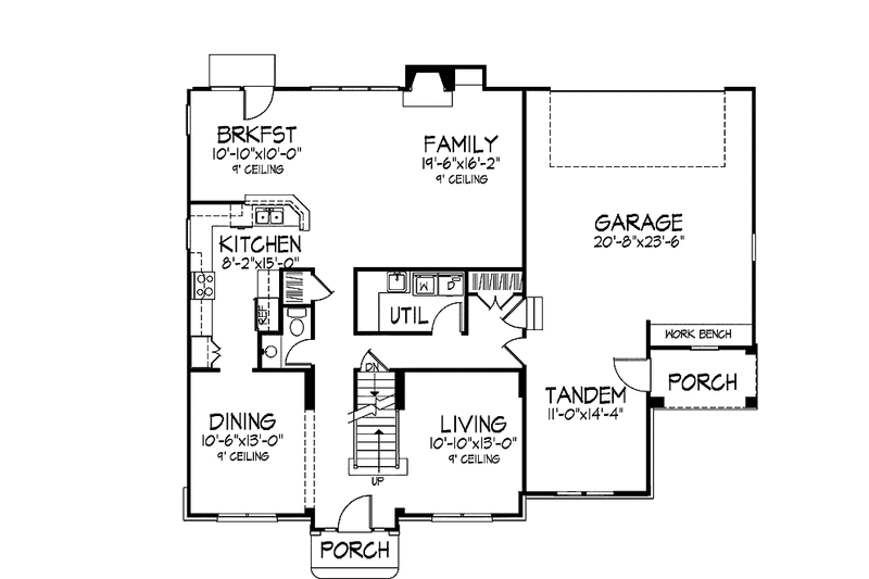 Home Plan - Floor Plan - Main Floor for Colonial House Plan #320-928 - 4 bed, 3.5 bath