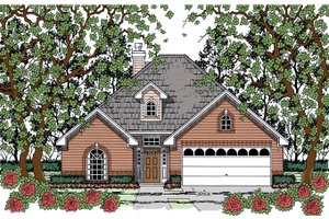 House Blueprint - Exterior - Front Elevation for Traditional House Plan #42-725 - 3 bed, 2 bath