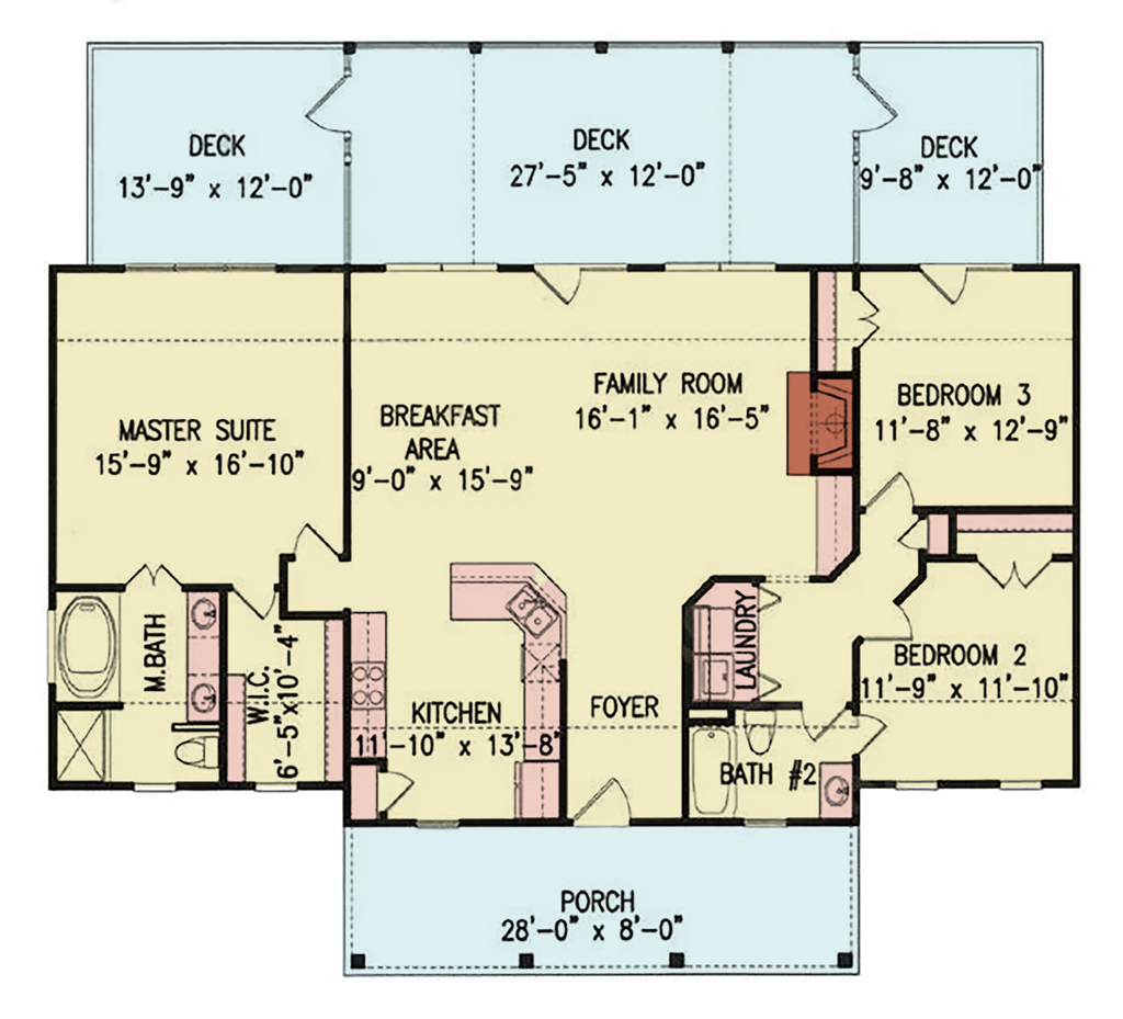 Floor Plan - Main Floor for Traditional House Plan #54-691 - 3 bed, 2 bath