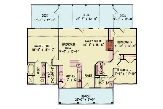 Floor Plan - Main Floor for Traditional House Plan #54-691 - 3 bed, 2 bath