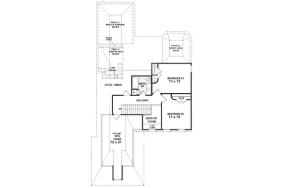 Floor Plan - Upper Floor for Southern House Plan #81-247 - 3 bed, 2.5 bath