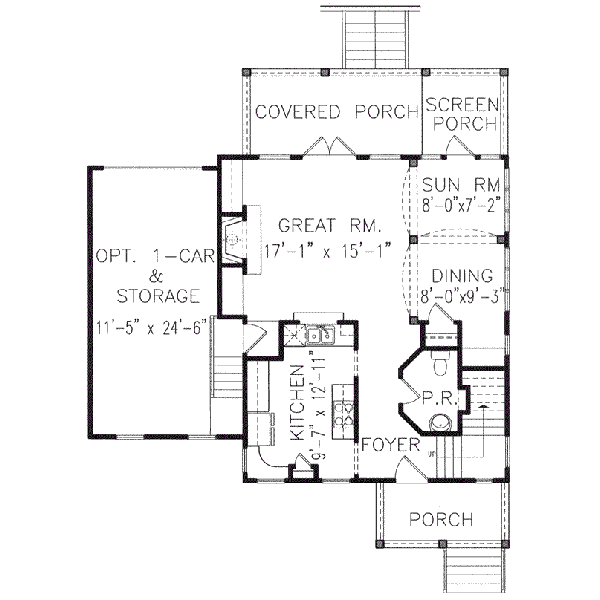 Beach Floor Plan - Main Floor Plan #54-120