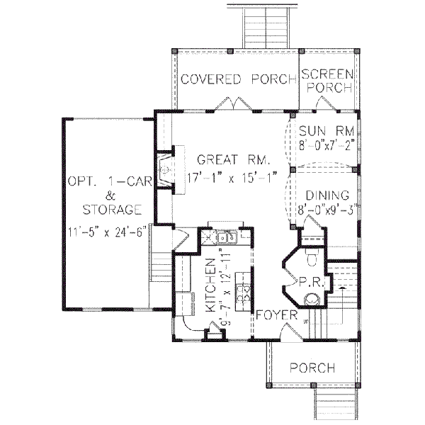 House Blueprint - Beach Floor Plan - Main Floor Plan #54-120