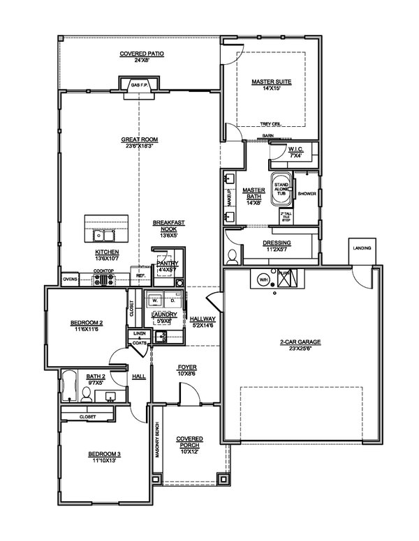 Ranch Floor Plan - Main Floor Plan #1073-36