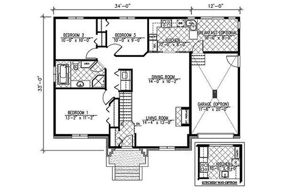 Floor Plan - Main Floor for European House Plan #138-225 - 3 bed, 1 bath