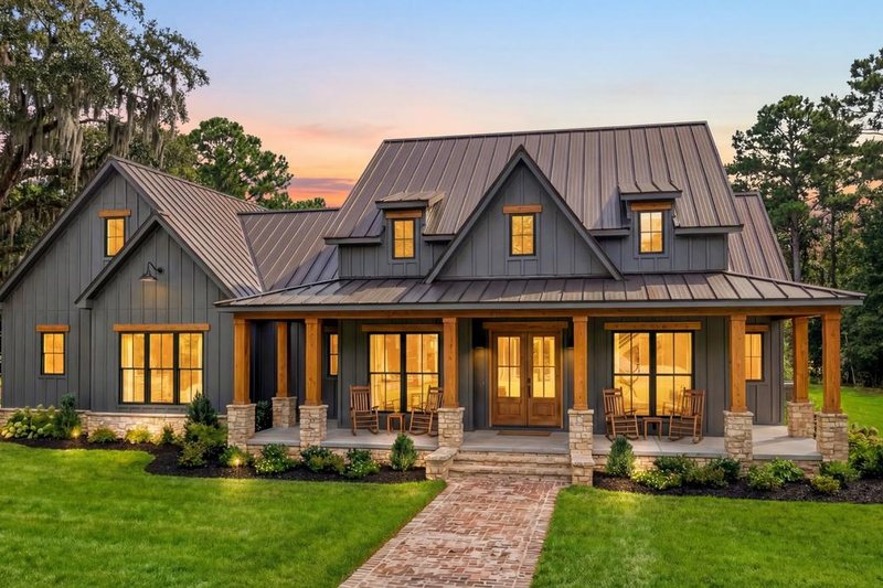 House Blueprint - Exterior - Front Elevation 2 for Farmhouse House Plan #1074-134 - 4 bed, 3.5 bath