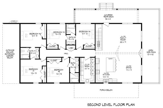 Floor Plan - Upper Floor for Barndominium House Plan #932-578 - 7 bed, 5 bath