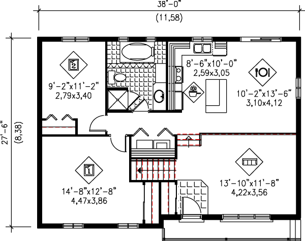 Architectural House Design - Traditional Floor Plan - Main Floor Plan #25-1058