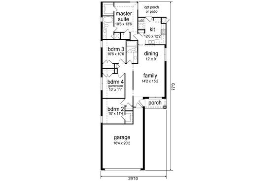 Floor Plan - Main Floor for Country House Plan #84-637 - 4 bed, 2 bath