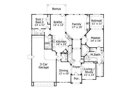 Floor Plan - Main Floor for European House Plan #411-586 - 5 bed, 4.5 bath