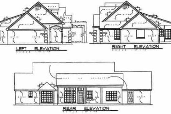 Exterior - Rear Elevation for Traditional House Plan #40-227 - 3 bed, 2 bath