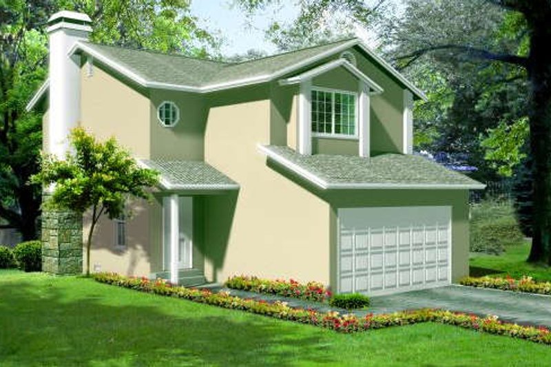 House Blueprint - Adobe / Southwestern Exterior - Front Elevation Plan #1-1069