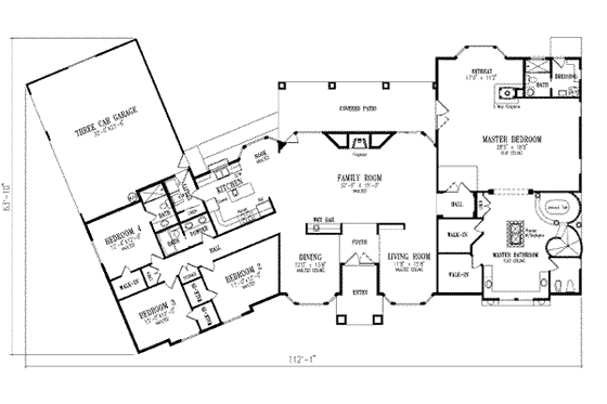 Floor Plan - Main Floor for Adobe / Southwestern House Plan #1-855 - 4 bed, 3 bath