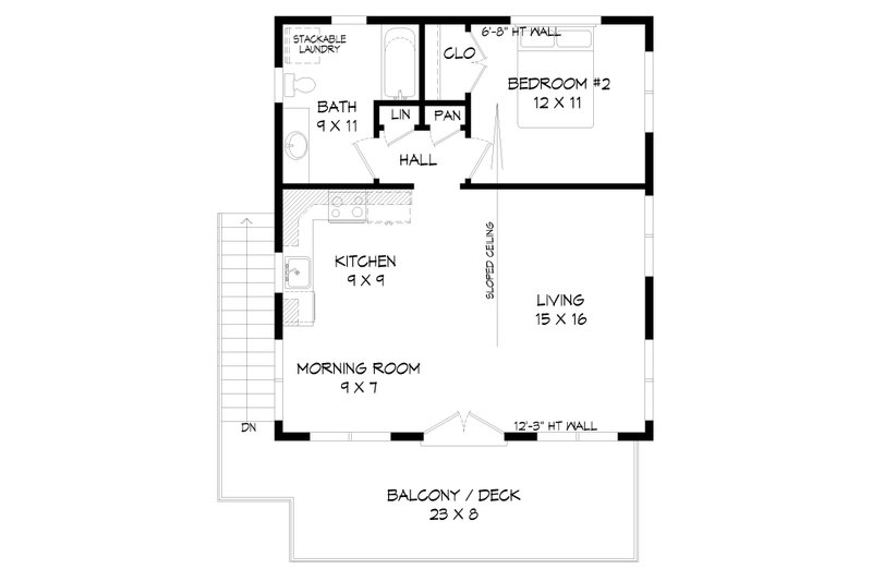 House Blueprint - Floor Plan - Upper Floor for Beach House Plan #932-1409 - 2 bed, 2 bath