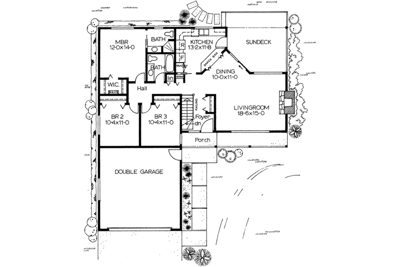 Dream House Plan - Floor Plan - Main Floor for Ranch House Plan #126-111 - 3 bed, 2 bath